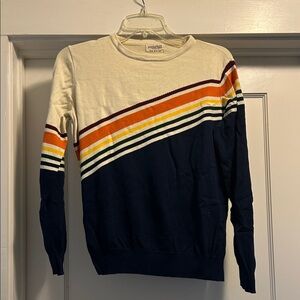 Sugarhill Brighton Navy & Cream Women’s Crewneck Sweater with Stripes, Size 6